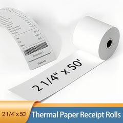 2 1/4" x 50' Thermal Paper Receipt Rolls - 50 Rolls