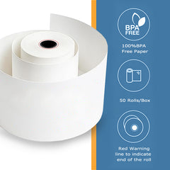 2 1/4" x 85' Thermal Paper Receipt Rolls - 50 Rolls