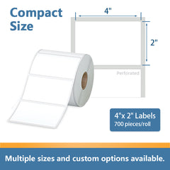 4" x 2" x 700 Direct Thermal Label Rolls