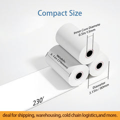 3 1/8" x 230' Thermal Paper Receipt Rolls - 50 Rolls