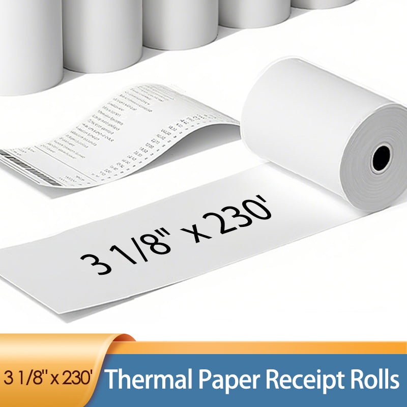 3 1/8" x 230' Thermal Paper Receipt Rolls - 50 Rolls